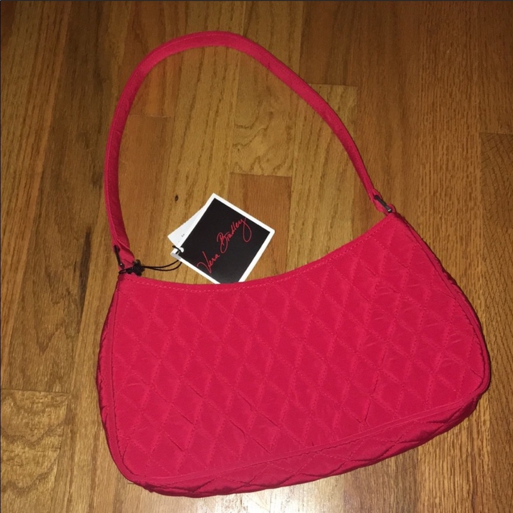 Vera Bradley Microfiber Laura Shoulder Bag Red